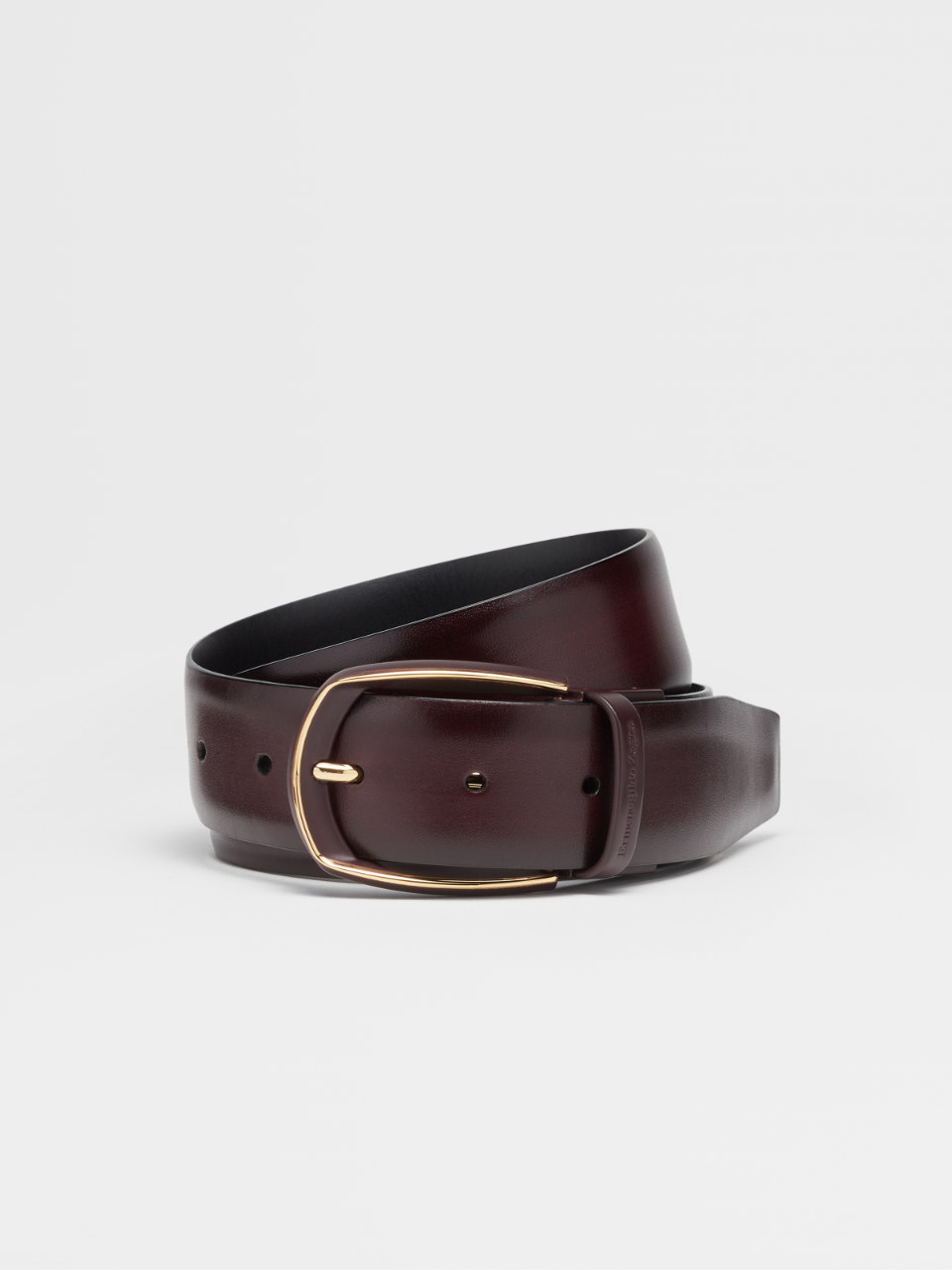 Dark Red Smooth and Grained Leather Reversible Belt